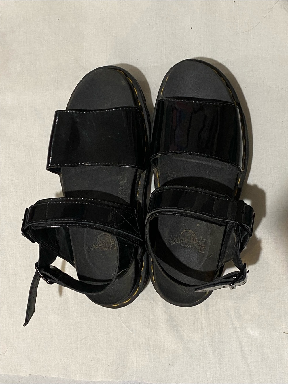 Dr. Martens Black Patent Platform Sandals